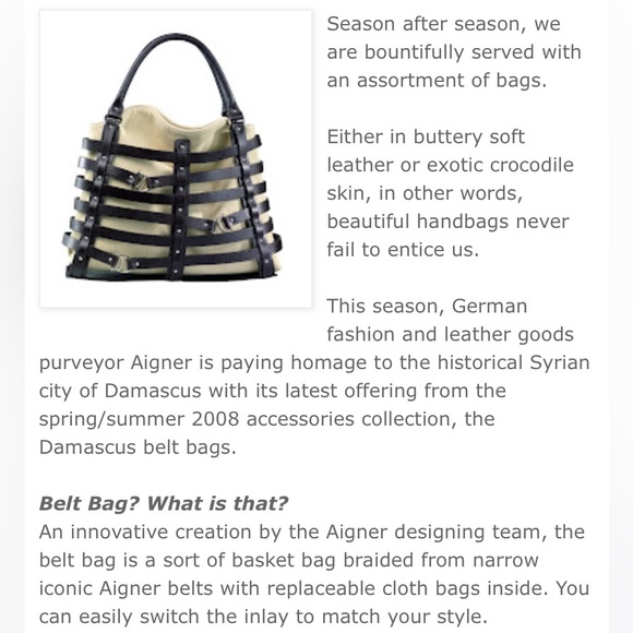 ETIENNE AIGNER DAMASCUS BELTED LEATHER TOTE WITH TWO FABRIC INSERTS - Picture 2 of 16